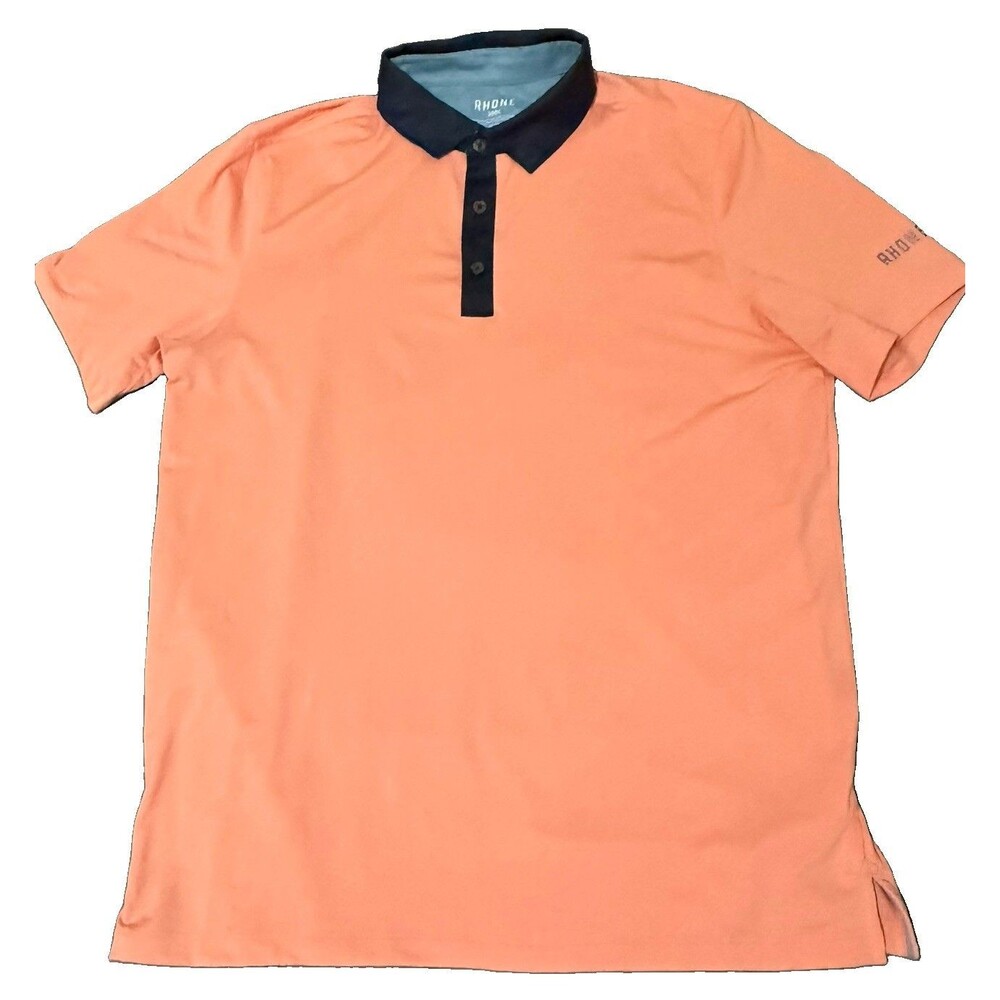 Rhone Polo Shirt Men M Performance Athletic Golf Stretch Button Down Collar